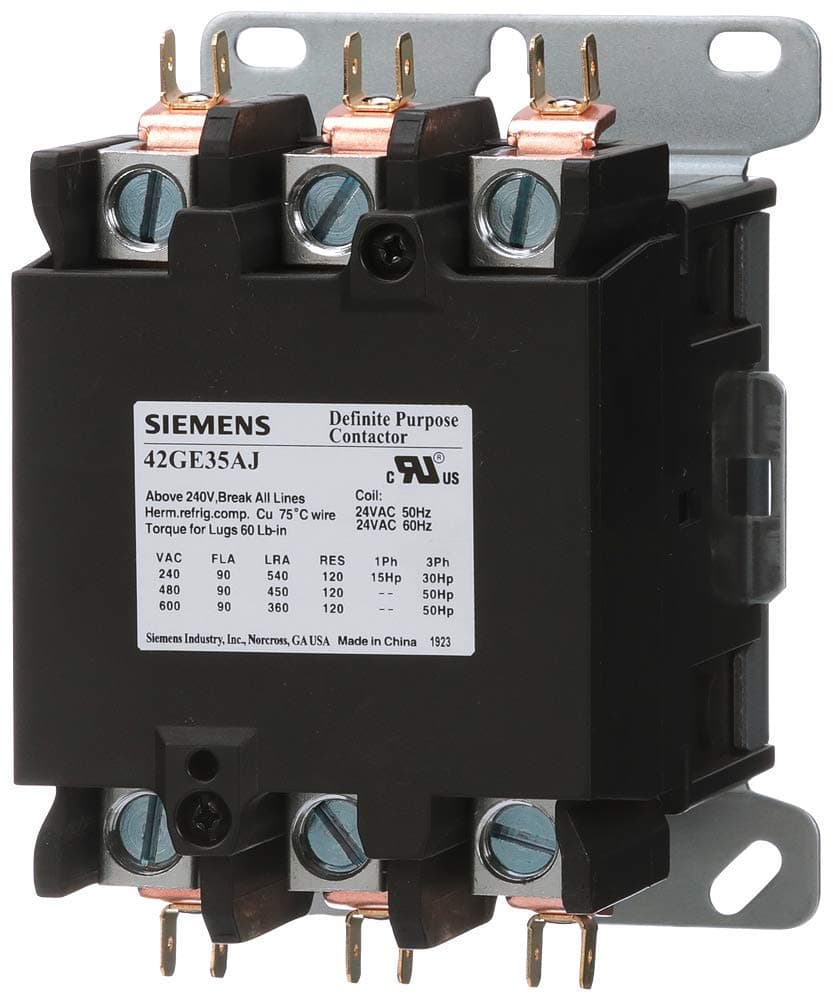 SIEMENS US2:42GE35AJ Contactor de Propósito Definido, 3 Polos, 90A, Bobina 24V CA, Montaje en Panel, Industral, Modelo 42GE35AJ