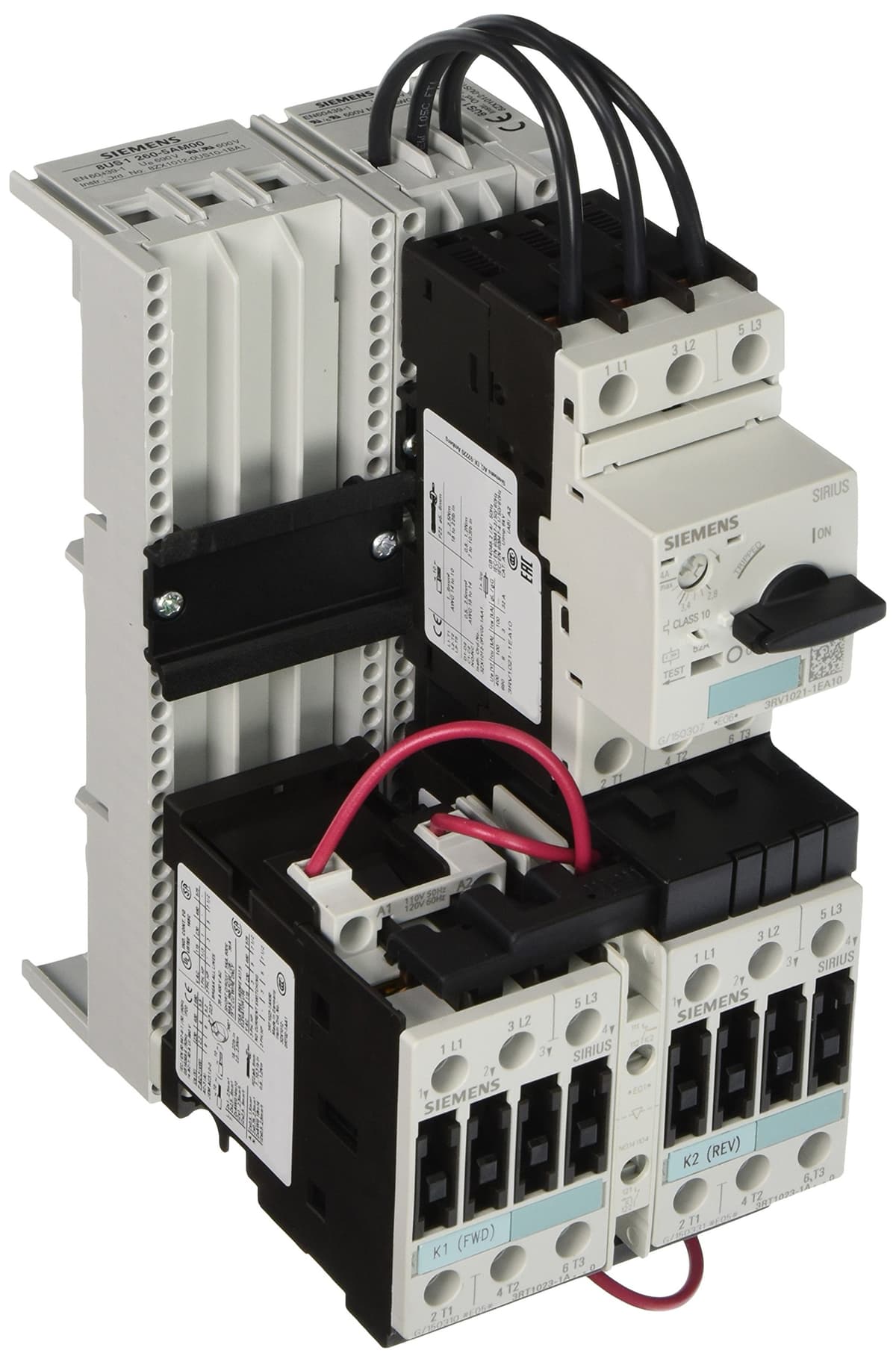 SIEMENS 3RA12 20-1ED23-0AK6 arrancador combinado reversible Fast Bus, bobina AC, tamaño S0, sin contactos, rango FLA 2.8-4 A, relé de sobrecarga inverso con retardo temporal, unidad completa