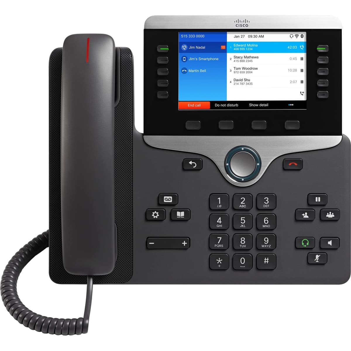 Cisco 8861 Teléfono IP - con cable/inalámbrico - con cable - Wi-Fi - montable en pared, de escritorio - color carbón - compatible con 3PCC (CP-8861-3PCC-K9)