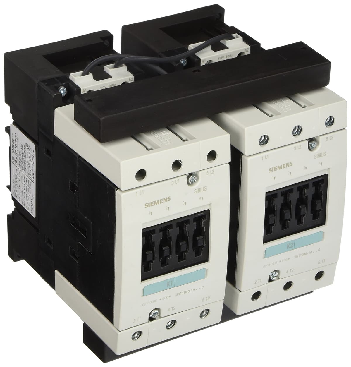 SIEMENS 3RA13 46-8XB30-1AK6 Ensamble de Contactor de Motor, totalmente cableado y probado, operación AC, tamaño S3, corriente inductiva máx. 95 A, tensión de control 120 V 60 Hz