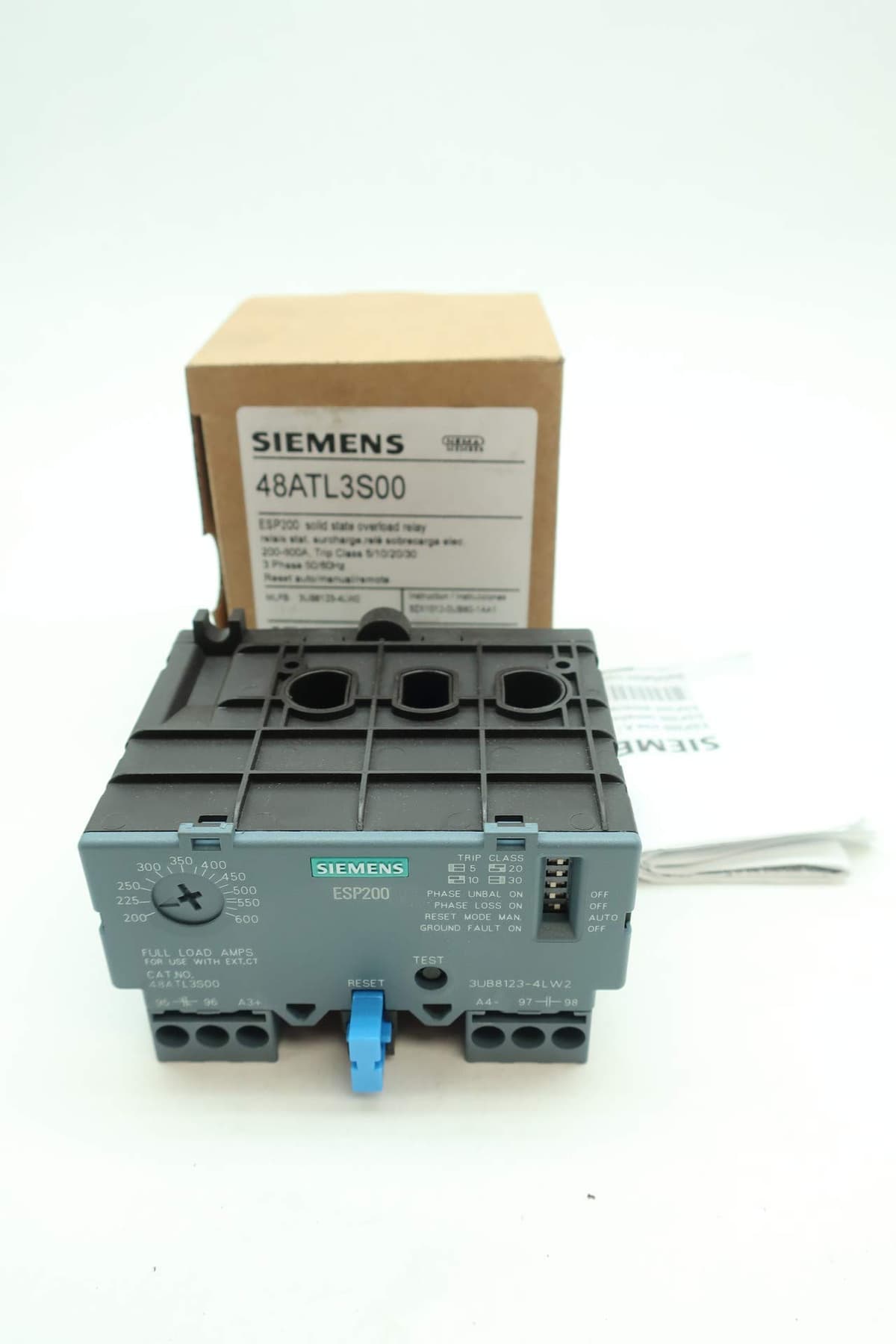 SIEMENS ESP200 48ATL3S00 Relé de Sobrecarga de Estado Sólido 200-600A AMP, código D648011, modelo 48ATL3S00 D648011-48ATL3S00