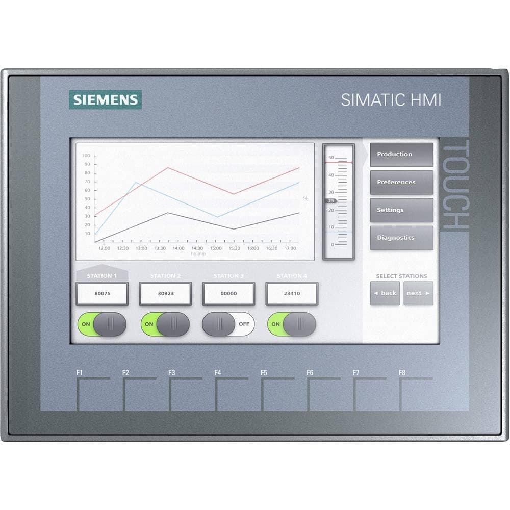 SIEMENS SIMATIC HMI ST801 6AV2123-2GB03-0AX0 - Panel HMI táctil, interfaz operador, pantalla industrial, automatización, PLC, pantalla gráfica, HMI industrial