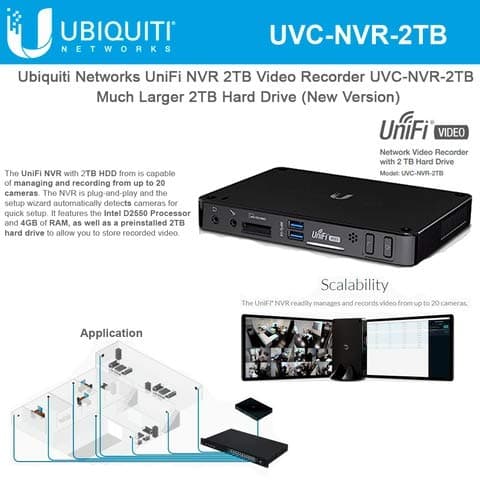 Ubiquiti Networks UniFi UVC-NVR-2TB Grabador de Video en Red NVR, Disco Duro 2TB, Compatible Serie UniFi G3