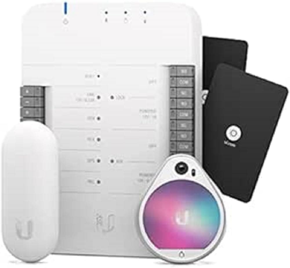 Ubiquiti UniFi W125876671 Kit de Inicio de Control de Acceso, lector, controlador, bloqueo de puerta, sistema de seguridad PoE, paquete completo para puertas