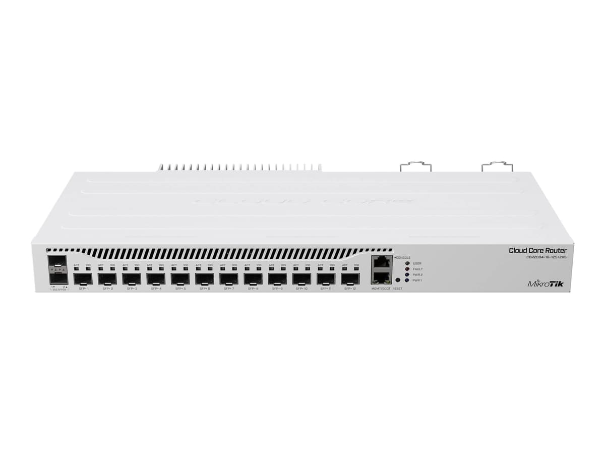 MikroTik CCR2004-1G-12S+2XS Router Ethernet 12 SFP+ 2 QSFP+ 1 GbE 10/25Gbps Reacondicionado (Renewed) CCR2004-1G-12S+2XS-cr