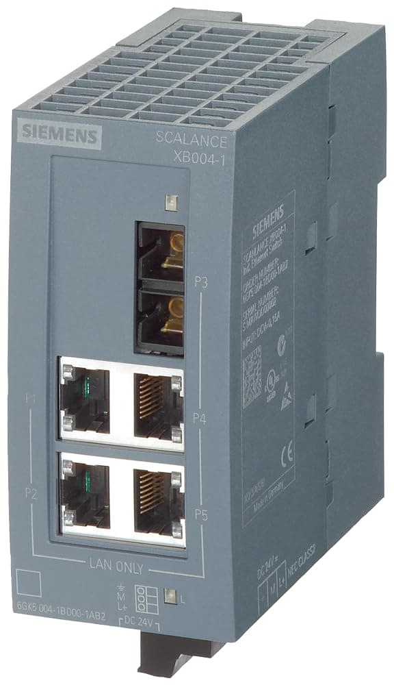 SIEMENS SCALANCE 6GK5004-1BF00-1AB2 switch industrial unmanaged Ethernet 4 puertos Fast Ethernet carcasa metálica montaje DIN robusto industrial automation networking