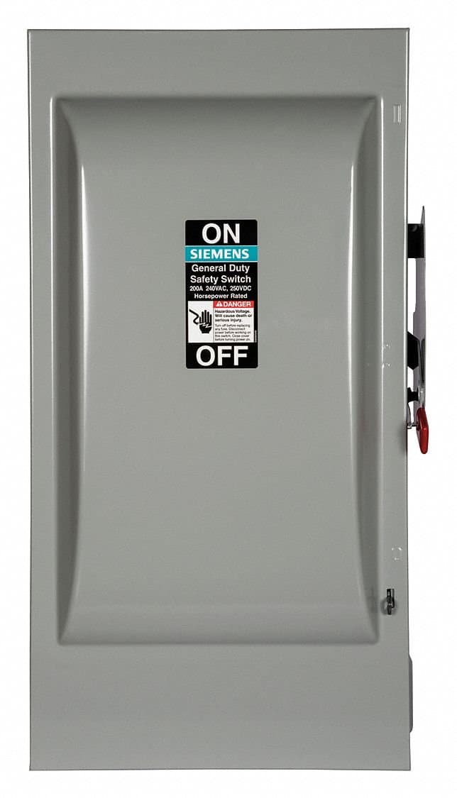 SIEMENS GNF324 interruptor seccionador 200A 240V 3 polos 3 fases NEMA 1 sin fusibles usado