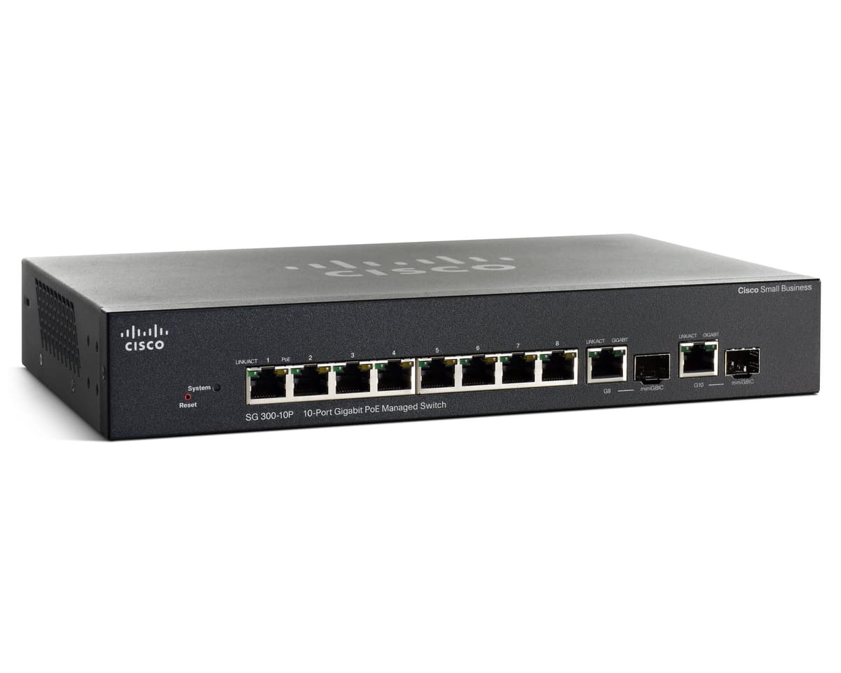Cisco SG 300-10P Switch Gestionable Gigabit 10 Puertos PoE (SRW2008P-K9-NA) Managed Switch