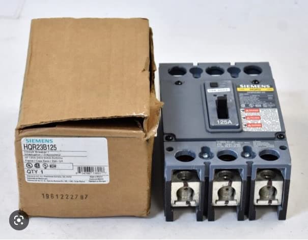 SIEMENS QR HQR23B125 Interruptor Termomagnético 3P 125A 240V 65kA, Negro, Breaker