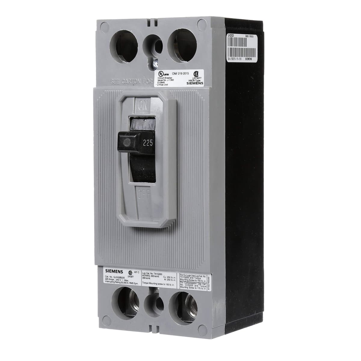 SIEMENS HI QJH22B225 Interruptor Automático 225A 3 Polos 240V 22kAIC | Breaker Trifásico para Paneles