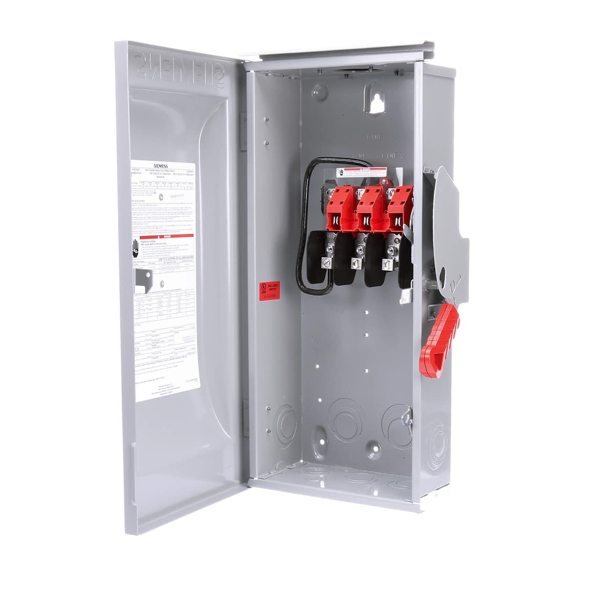 Siemens HI HNF263R Interruptor de Seguridad Heavy Duty No Fusible, 2 Polos, 2 Hilos, 100A, 600V, Montaje en Pared, Industrial