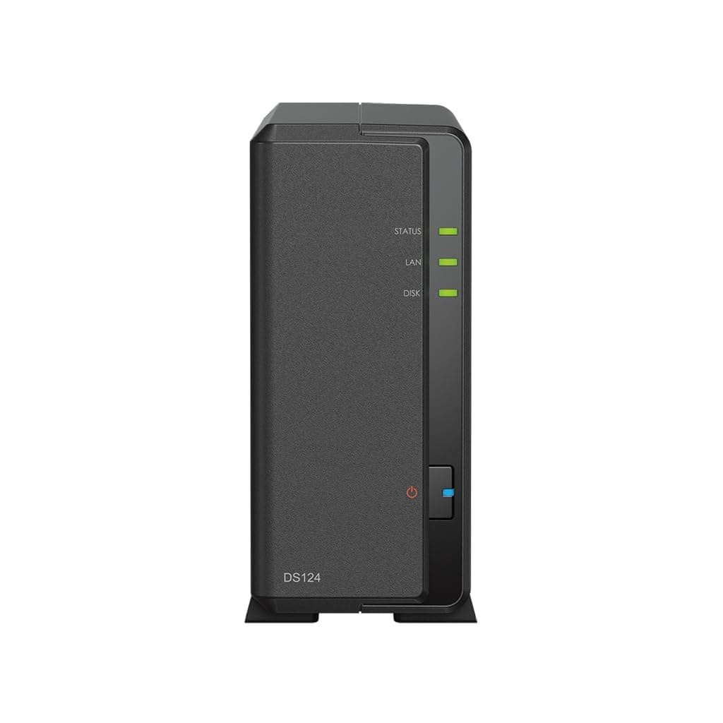 Synology DiskStation DS124 NAS, CPU RTD1619B 4 núcleos 1.7GHz, 1GB RAM, 16TB HDD, 1x LAN 1GbE, Sistema Operativo DSM
