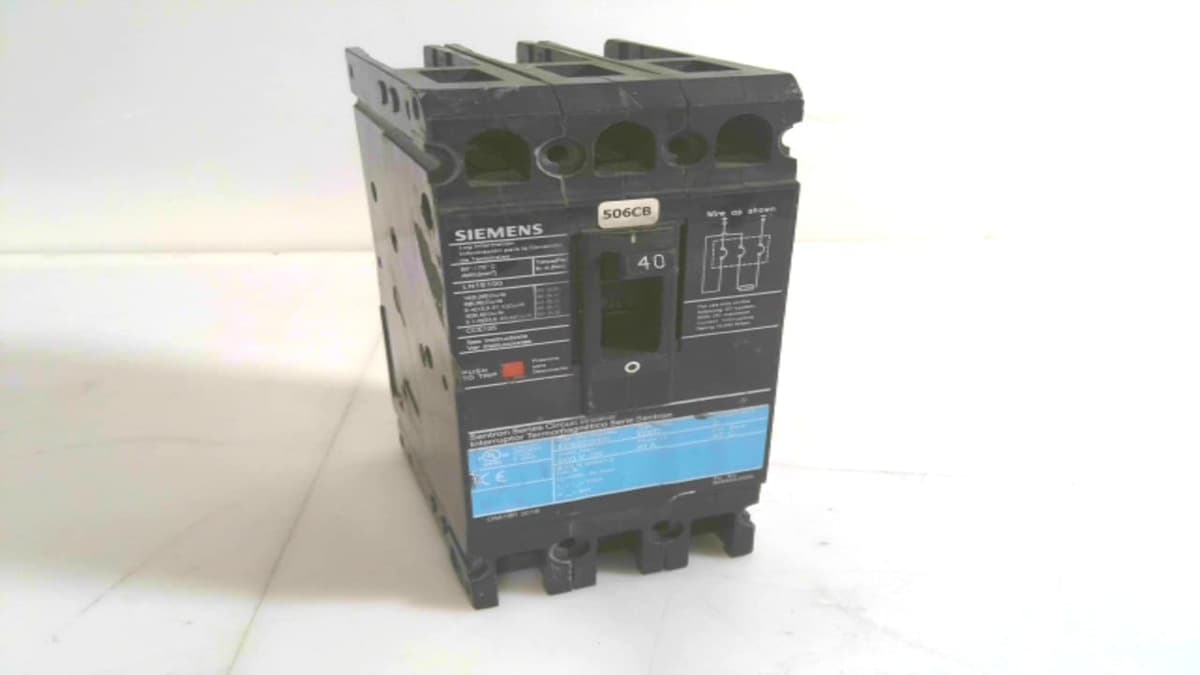 SIEMENS ED6 ED63D040L Breaker 3P 600V 40A DC, Terminals Lug, Negro, Interruptor automático, Disyuntor, Industrial