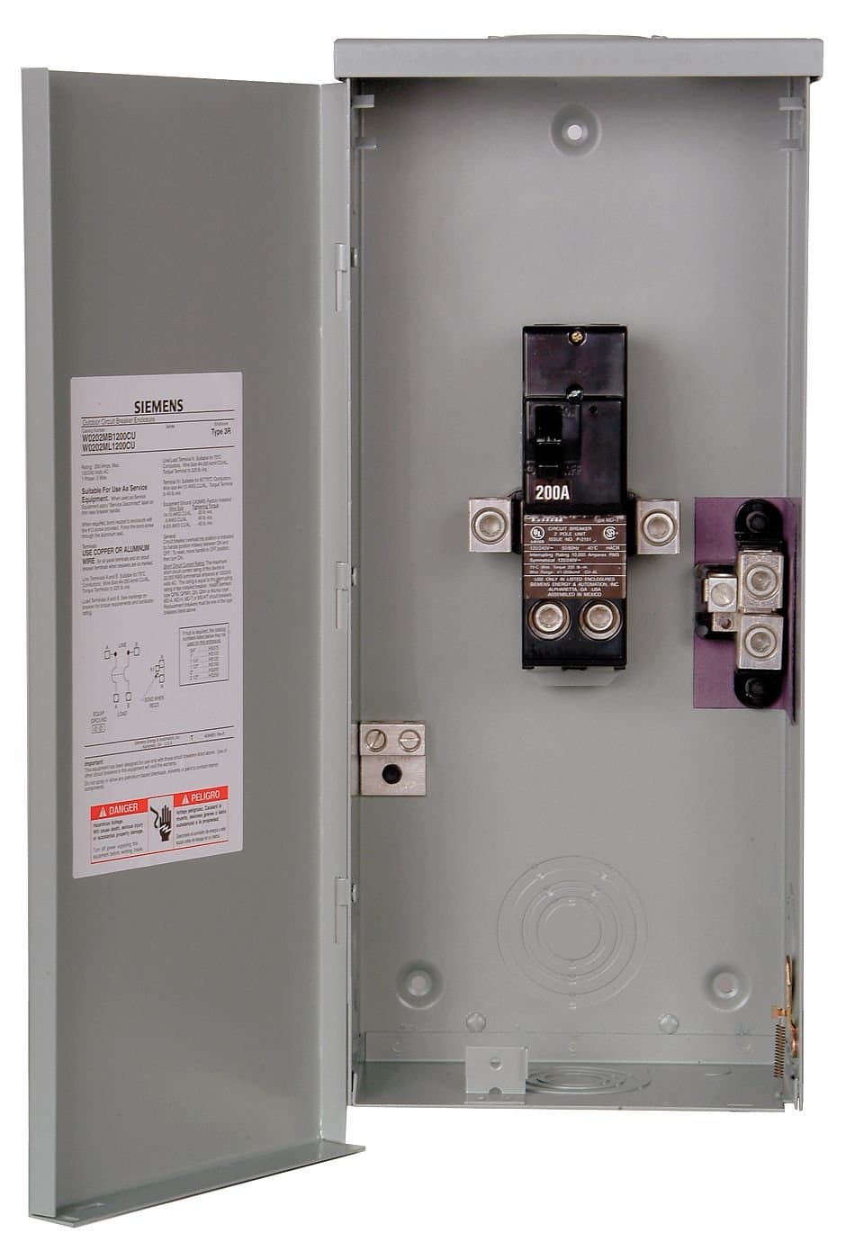 SIEMENS E2N3R Gabinete para Interruptor Termomagnético, Montaje en Superficie, 100A, NEMA 3R, Exterior, Acero, Para Disyuntor, Envolvente Eléctrico