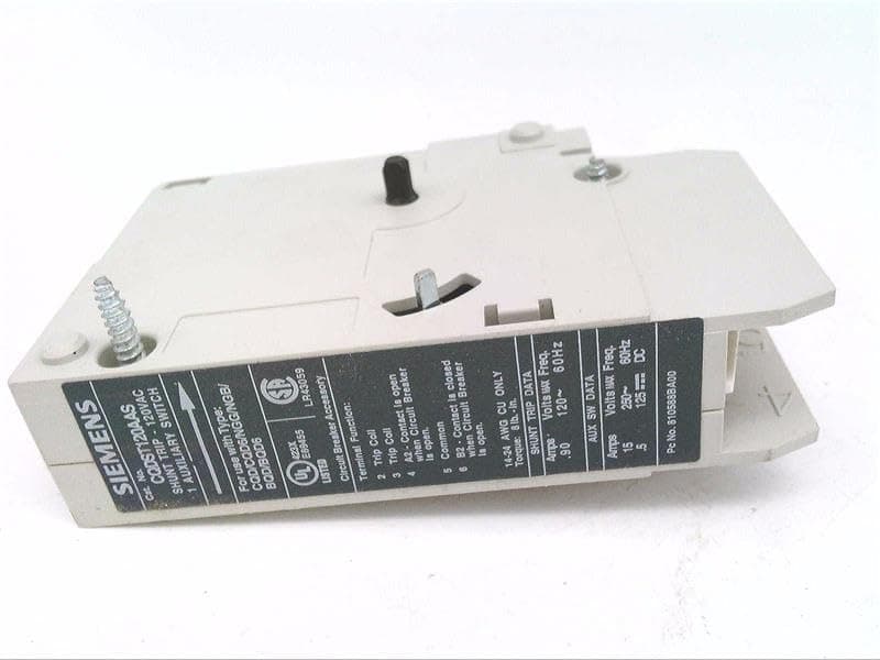SIEMENS CQD CQDST120AAS Interruptor automático (breaker) 120 VAC con switch auxiliar ST/AUX, color negro, industrial, montaje panel