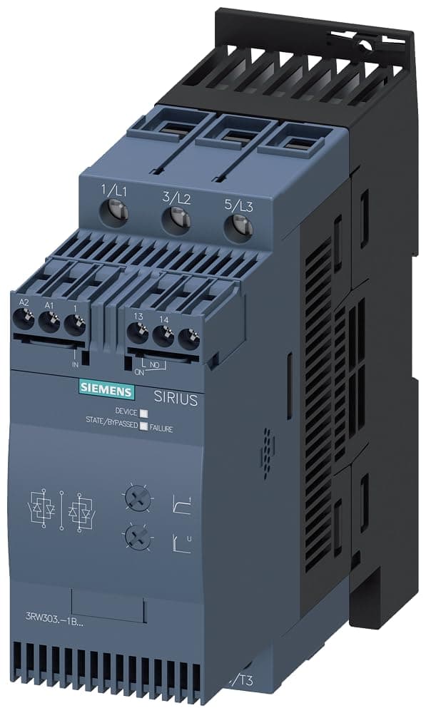 Siemens SIRIUS 3RW3036-1BB04 Arrancador Suave 22 kW 45 A, Tensión de Control 24 V AC/DC, Rango Sirius