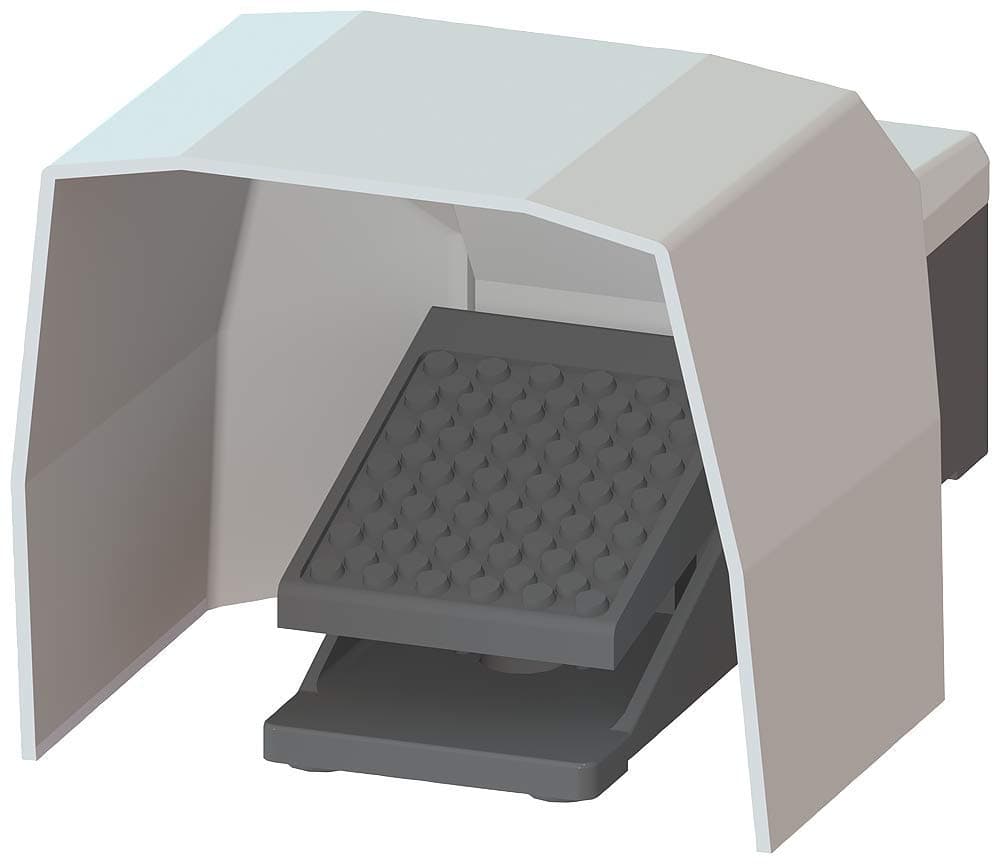 Siemens 3SE29122AA20 Pedalera con Cubierta, Mantenido, 1NO+1NC, Pedal Único, Enclavamiento, Gabinete Metálico IP65, Interruptor de Pie Industrial