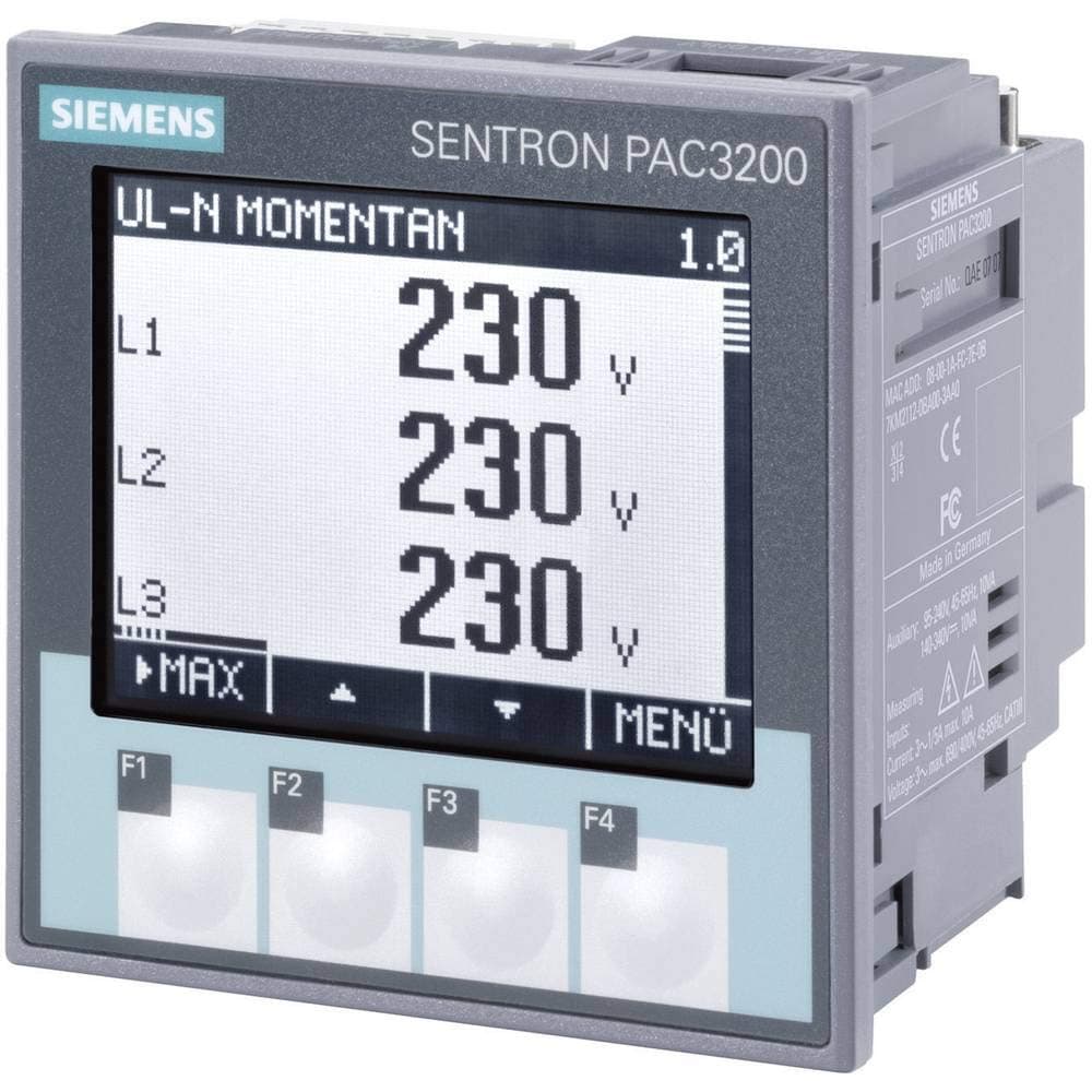 SIEMENS SENTRON PAC3200 7KM21120BA003AA0 - Medidor de energía, terminales de compresión, AC/DC, monitor de potencia, medidor multifunción, para tableros eléctricos y gestión de energía