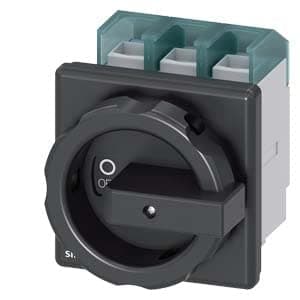 SIEMENS SENTRON 3LD2804-0TK51 Seccionador Principal 3 Polos 125A Montaje Frontal Mecanismo Giratorio Negro Manija 4 Agujeros
