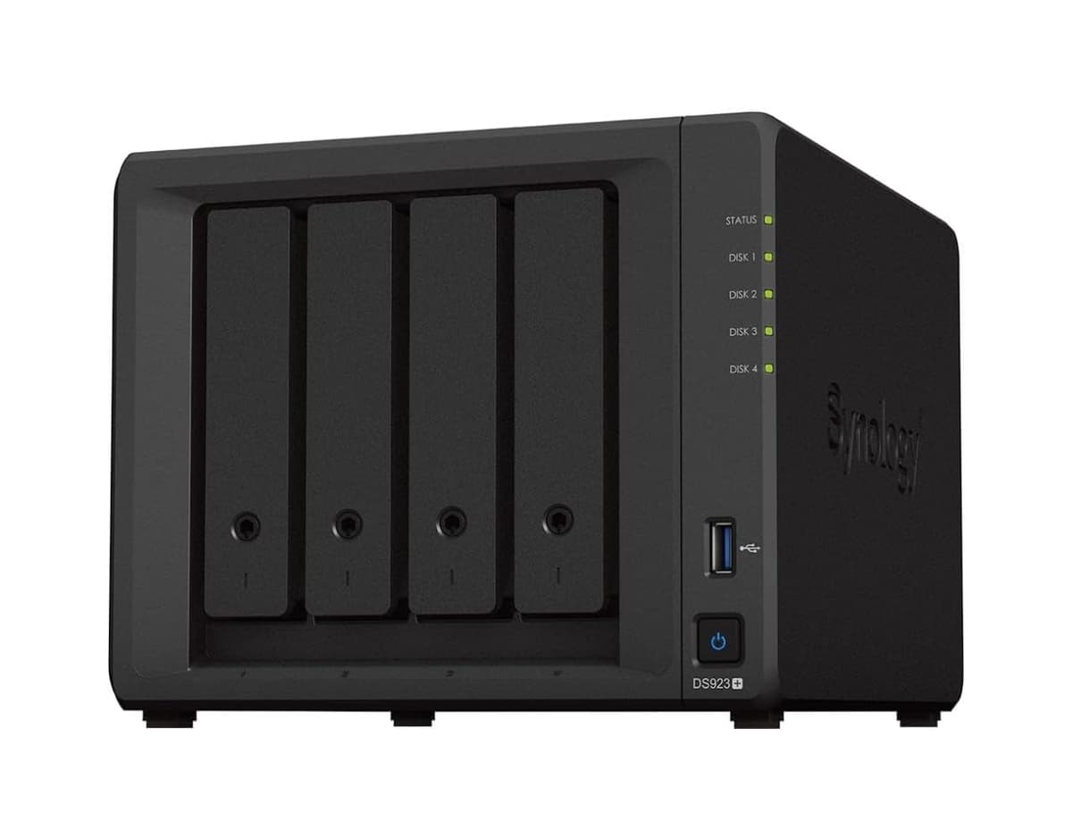Synology DiskStation DS923+ NAS 4 bahías | Servidor | AMD Ryzen R1600 Dual-Core hasta 3.1 GHz | 16GB DDR4 RAM | Sin HDD | SSD M.2 NVMe 1024GB