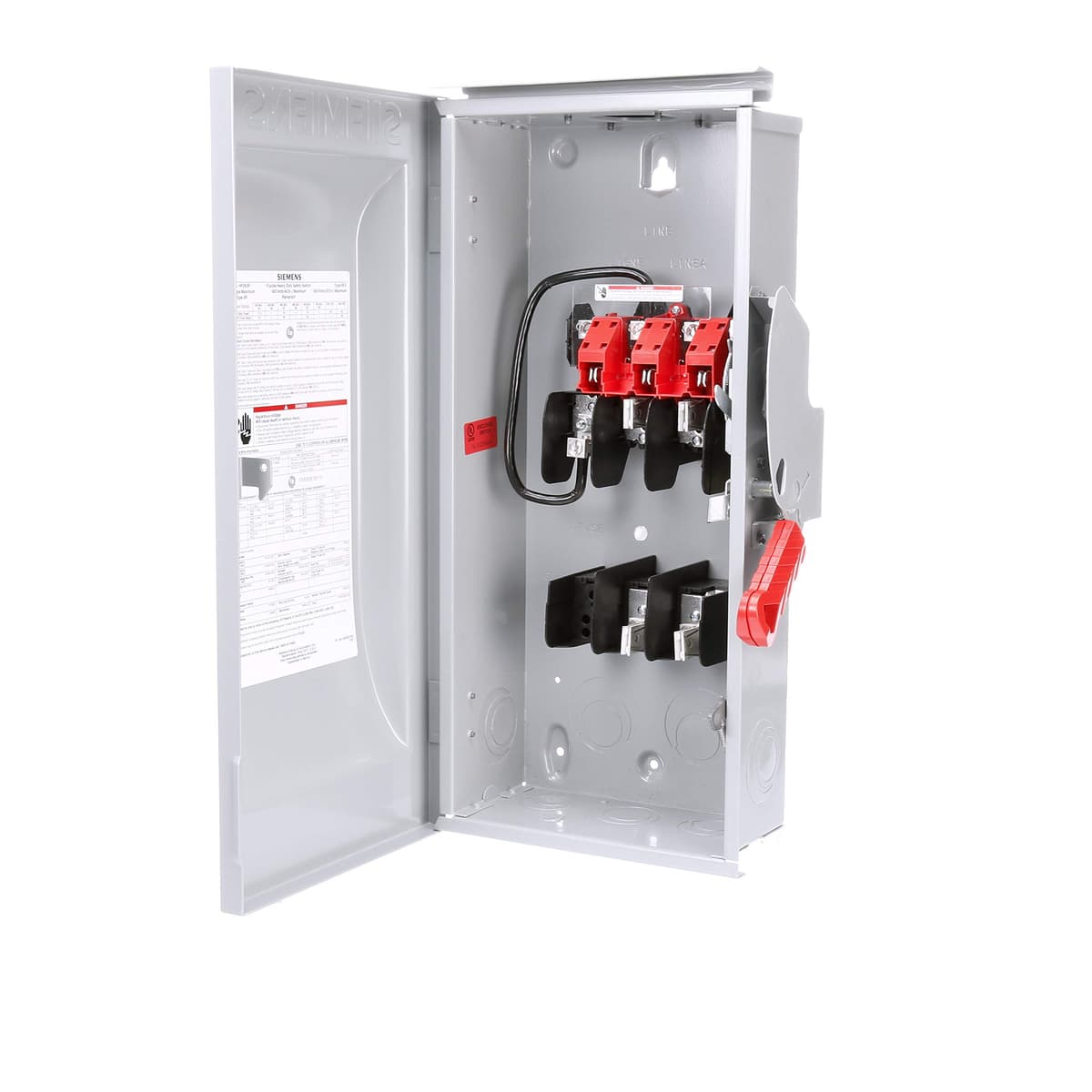 SIEMENS HI HF263R Interruptor de Seguridad de Servicio Pesado 2 Polos 100A 600V 2 Hilos con Fusibles