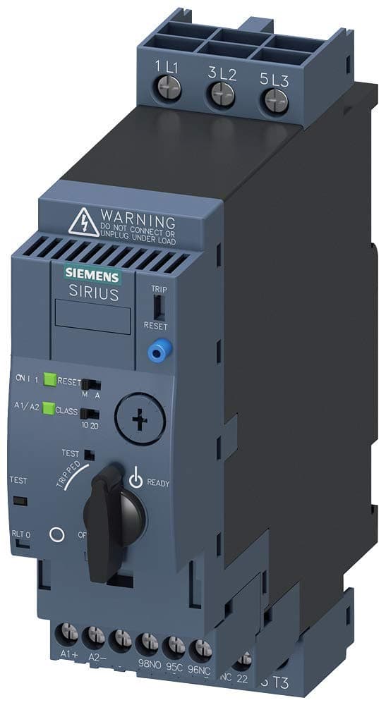 SIEMENS SIRIUS 3RA61201DP32 Arrancador Combinado Compacto, motor de inducción estándar, 4 polos a 480 VAC, bornes a tornillo, bobina 240 VAC/VDC, IEC, protección y control de motor