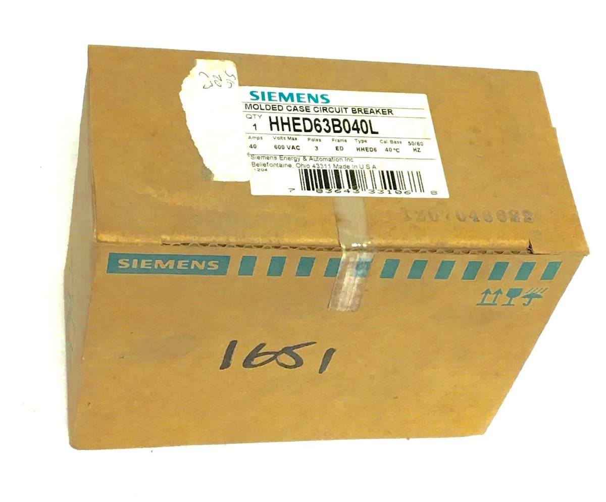 SIEMENS ED HHED63B040L Interruptor Automático 3 Polos 40A 600V 18kA con Lugs