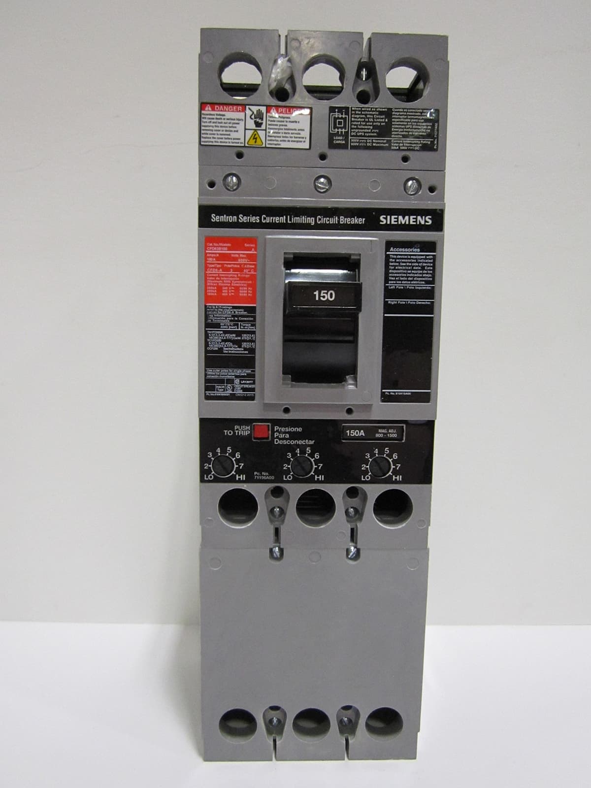 Siemens CFD63B150 interruptor automático (breaker) ITE/Gould 150A 600V 3 polos tipo CFD industrial circuito protector