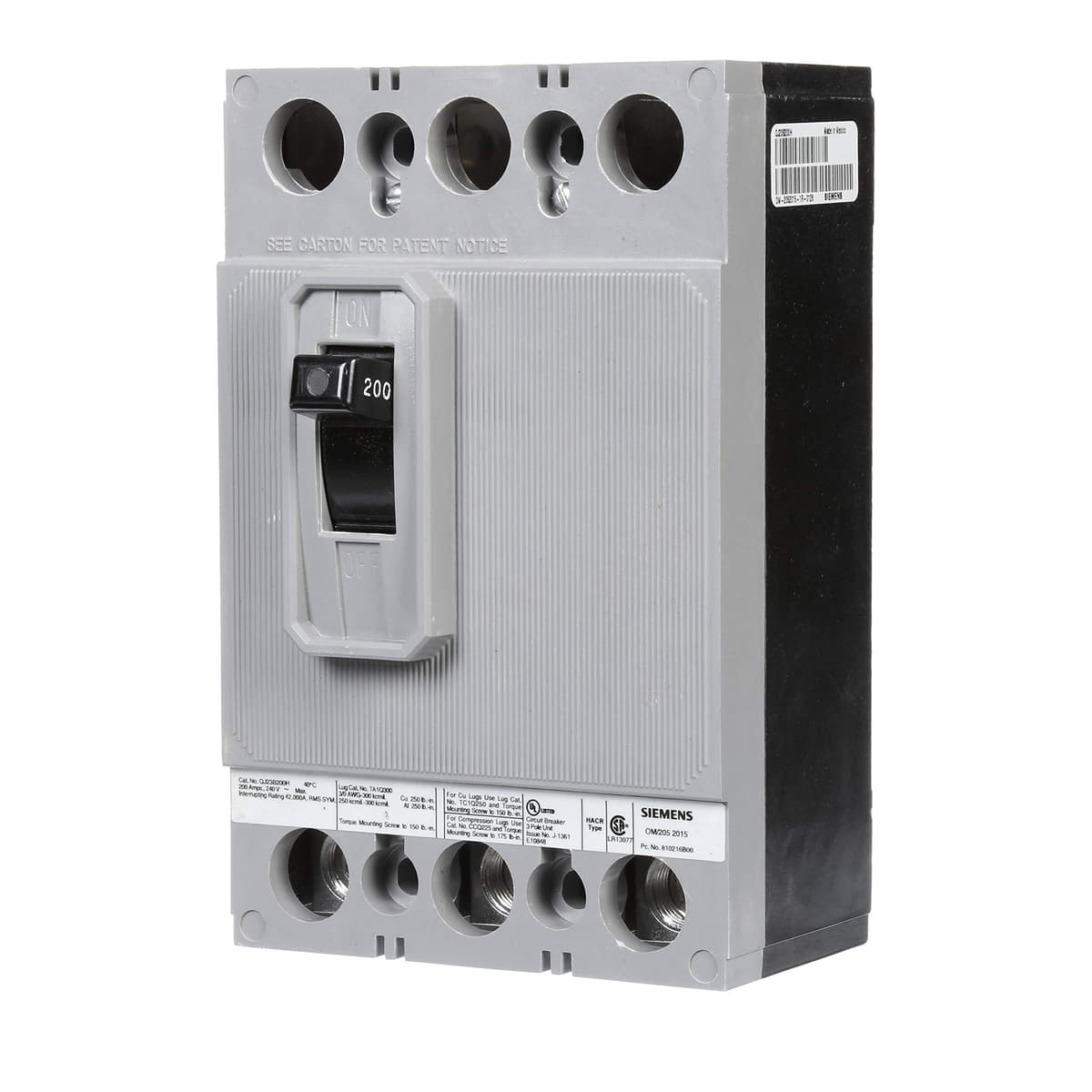 Siemens HI QJ23B200H Interruptor Termomagnético 200A 3 Polos 240V 42kAIC | Breaker Industrial | Disyuntor de Potencia