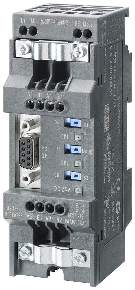 SIEMENS Simatic 6ES7972-0AA02-0XA0 Repetidor RS485 Profibus ET-200 Lance, Repeater Industrial, Comunicaciones PLC