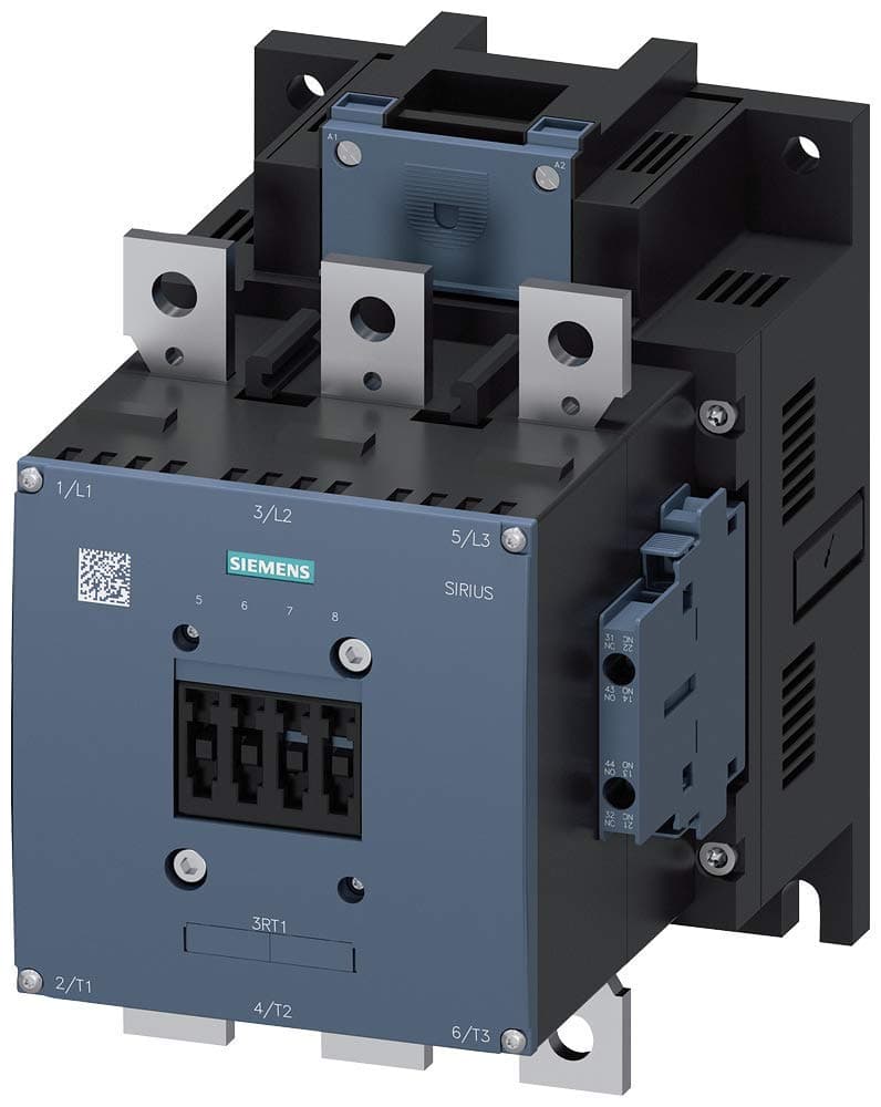 SIEMENS 3RT10 64-6AP36 Contactor de Motor, 3 Polos, Tamaño de marco S10, Bornes de tornillo, Bobina convencional, 2 NO + 2 NC, 225A AC-3, AC 40-60Hz, DC 220-240V