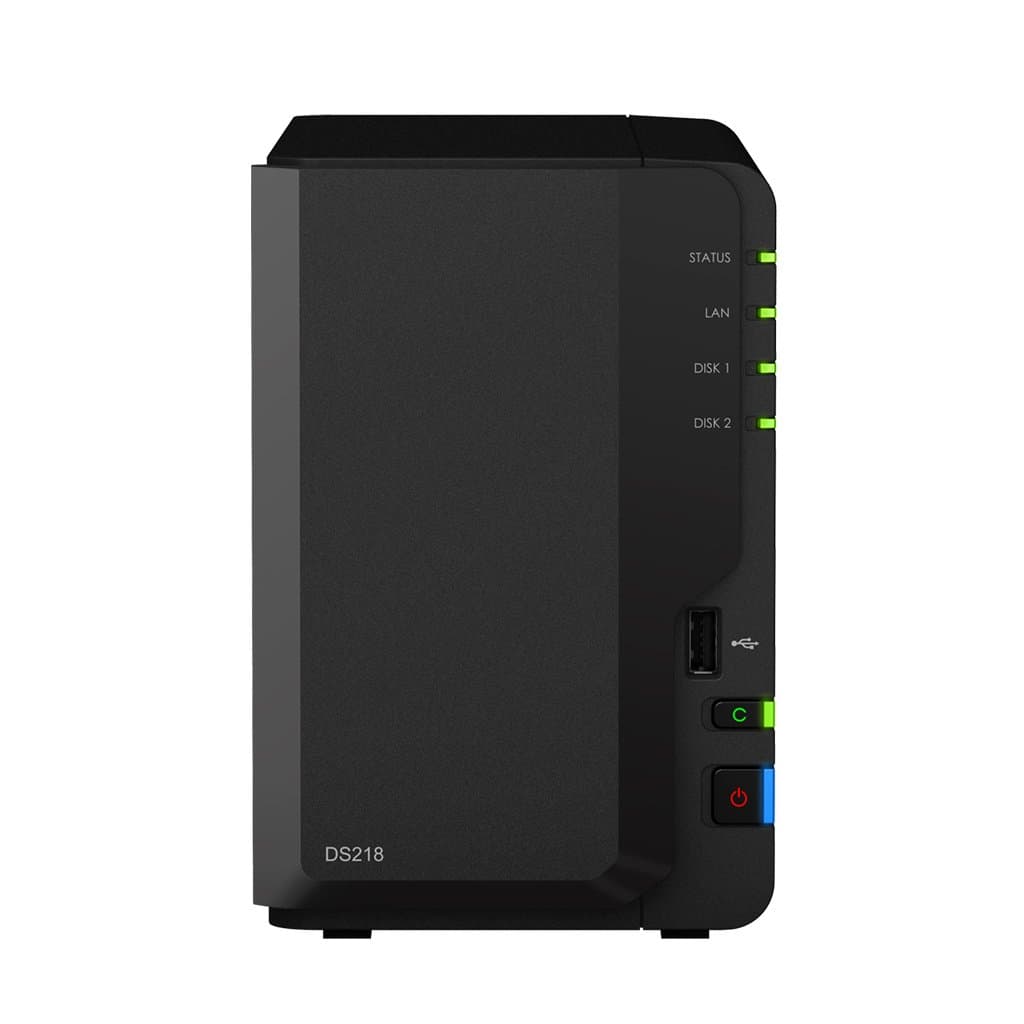 Synology DiskStation DS218 NAS, CPU RTD1296 1.4GHz, 2GB RAM, Almacenamiento 36TB HDD, 1x LAN 1GbE, Sistema Operativo DSM