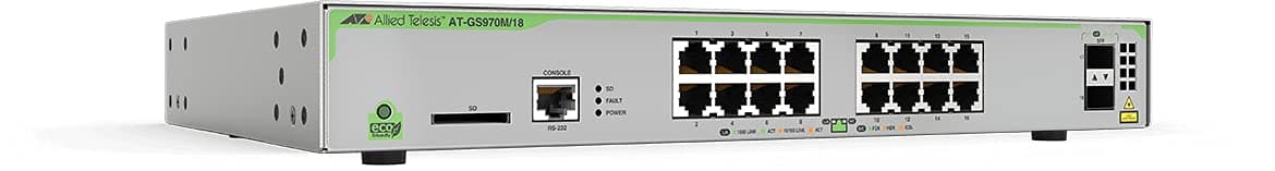 Allied Telesis GS970M AT-GS970M/18-50 Switch Ethernet L3 16 Puertos Gigabit, Gestión Avanzada, Montaje en Rack, Alta Performance para Redes Empresariales