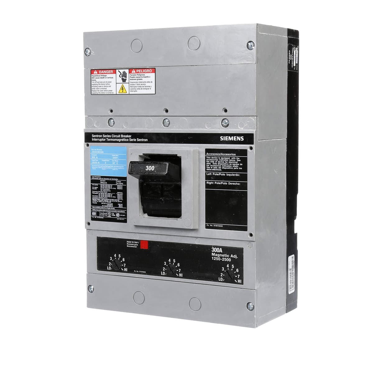 Siemens HI JXD23B300 Interruptor Automático 300A Tipo JXD-2A, 3 Polos, Disyuntor Termomagnético Industrial