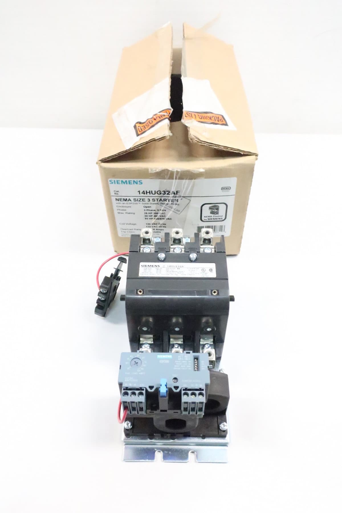 Siemens 14HUG32AF Arrancador de Motor Tamaño 3, 90A, 120V AC, 50 HP, Modelo D620940