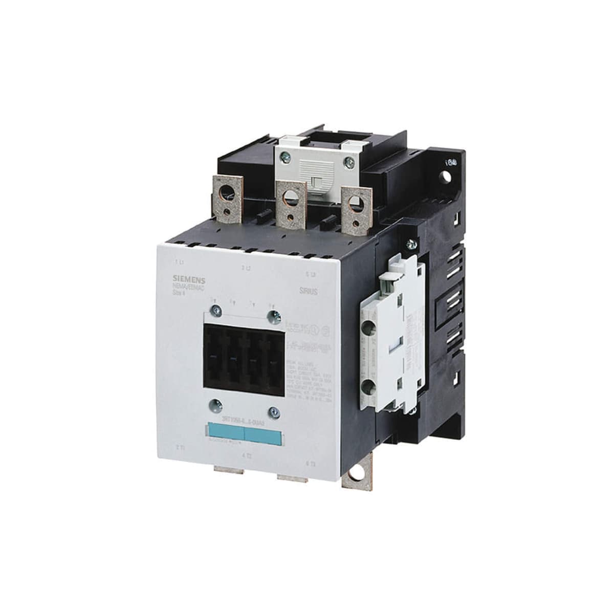 SIEMENS 3RT10566AF363PA0 - Contactor magnético IEC 110-127V AC/DC, 3 polos, sin inversión, 185A FLA, industrial, control motor, alta capacidad, Siemens