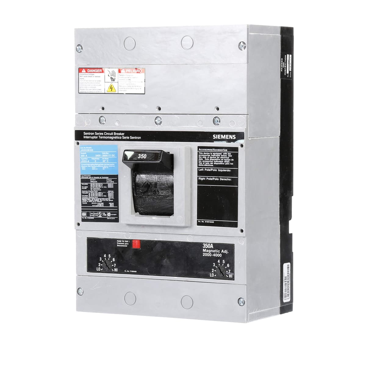 Siemens HI JXD22B350 Interruptor Automático Tipo JXD-2A 350A 3 Polos Termomagnético Industrial UL/CSA Protección de Circuito