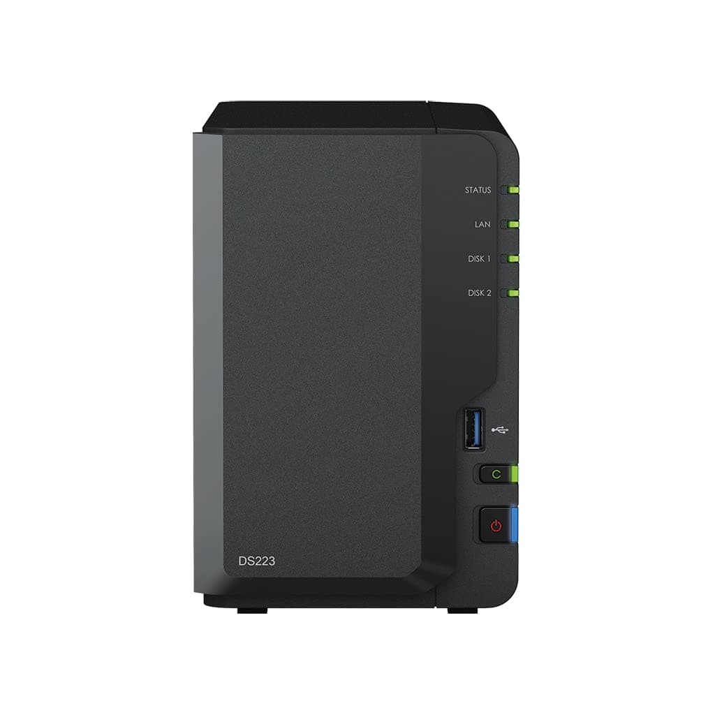 Synology DiskStation DS223 NAS, CPU RTD1619B 1.7GHz, 2GB RAM, 44TB HDD, 1x 1GbE LAN, Sistema Operativo DSM