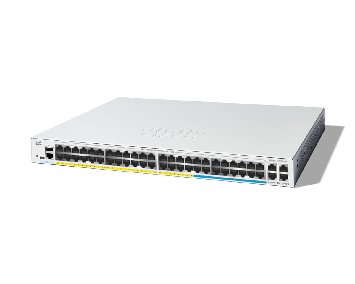 Cisco Catalyst C1300-48MGP-4X Switch Gestionado, 32 Puertos Gigabit, 16 Puertos 2.5G, PoE, 4x SFP+ 10Gb, Protección de por Vida Limitada (C1300-48MGP-4X)