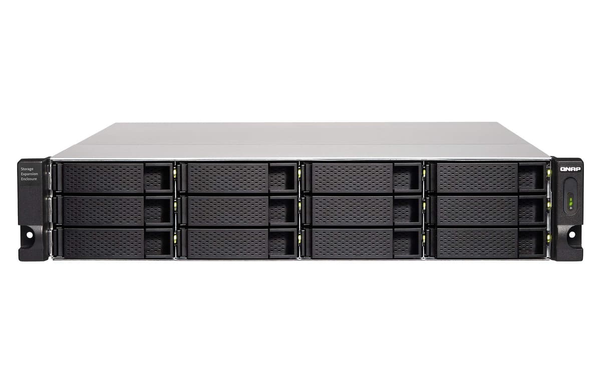 QNAP TL-R1200C-RP JBOD 12-Bay 2U Rackmount USB-C 3.1 Gen2 10Gbps, Fuente Redundante, Incluye Cable USB-C a USB-A 1m (Unidad de Expansión)