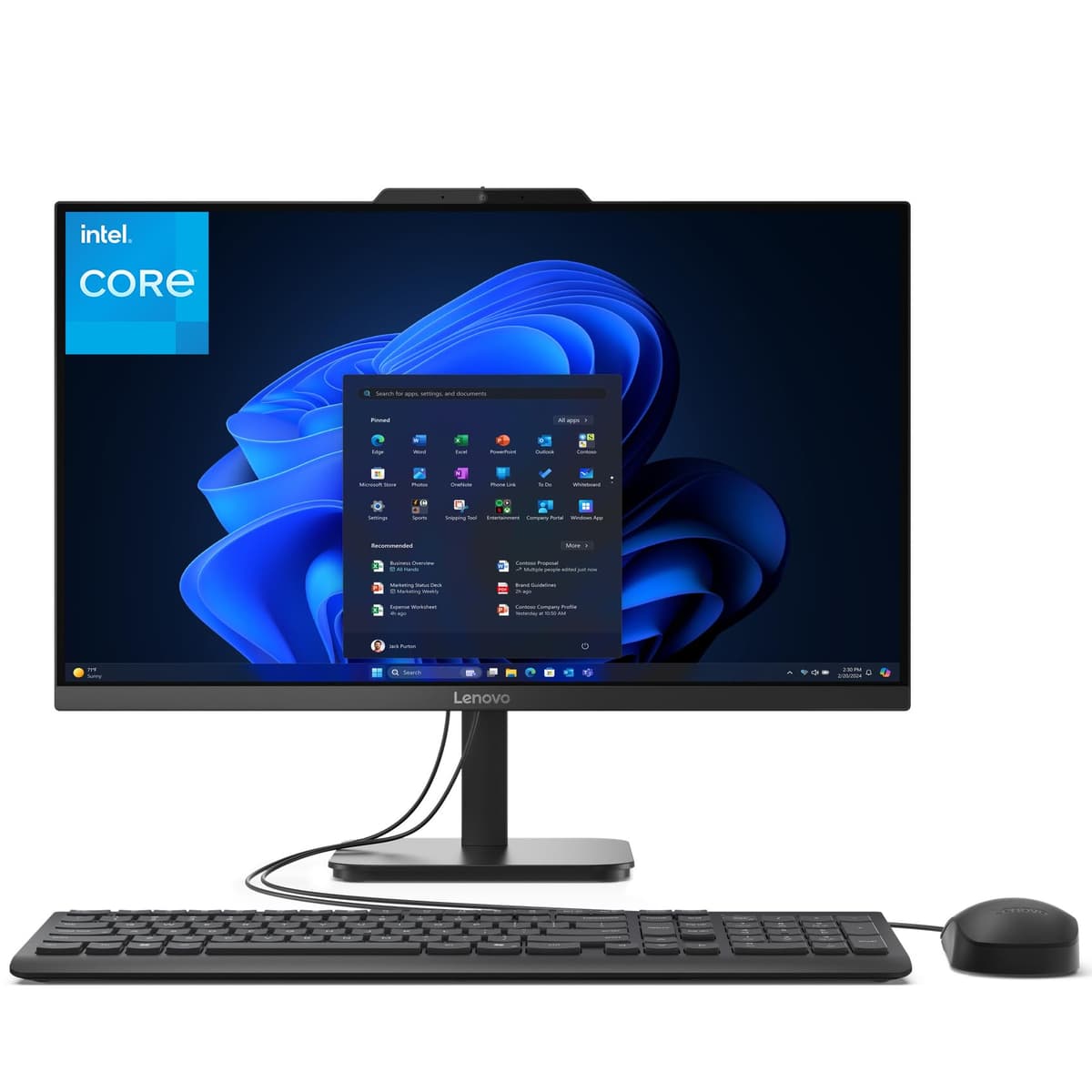 Computadora Todo-en-Uno Lenovo 24 1080P, Procesador Intel i3-N305 de 8 núcleos, Gráficos UHD, 16GB DDR4, SSD PCIe 512GB, 23.8" AIO para Home Office, WiFi 6, Bluetooth, Teclado y Mouse, Windows 11, Negro Joya V100 24