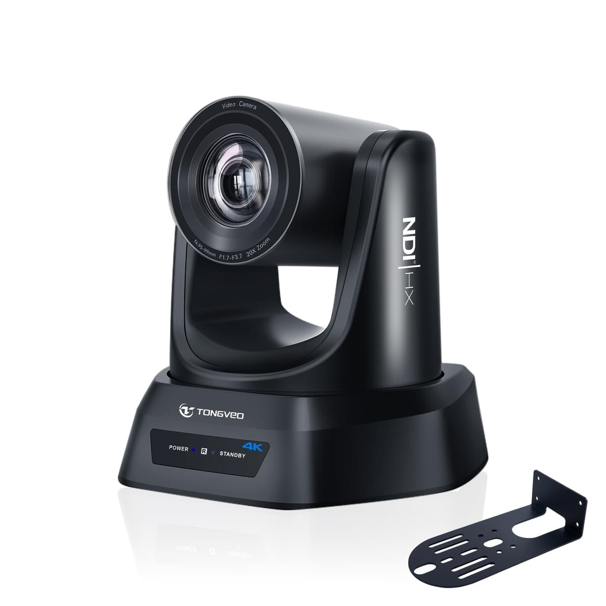 TONGVEO Cámara PTZ 4K NDI con AI Auto-Tracking Zoom Óptico 20X HDMI IP Transmisión en Vivo SDI USB3.0 PoE LAN Compatible con Cultos, Eventos, Videoconferencias, YouTube, OBS, vMix, Zoom, Teams y Más TV-NVS20A-4KN