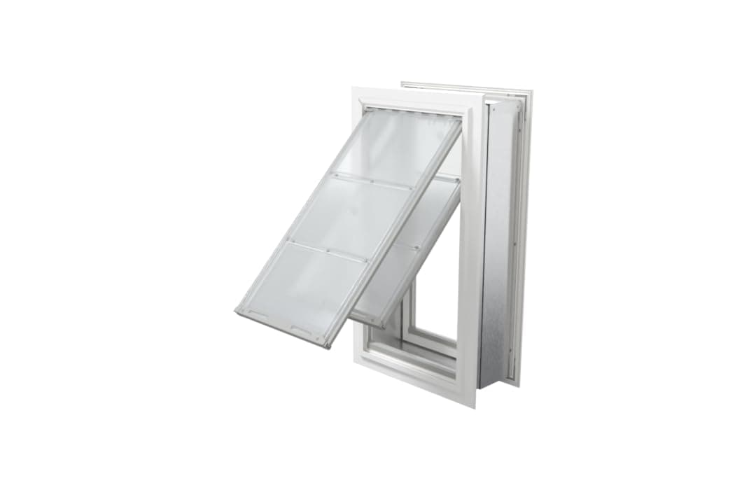 Puerta para Mascotas Endura Flap para Paredes en Blanco | Diseño de Doble Solapa Eficiente Energéticamente para Instalaciones en Pared | Protección para Todo Clima con Túnel Telescópico de Metal 04EF-G50XX-2W