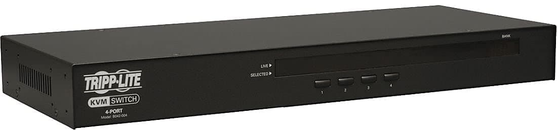 Tripp Lite B042-004 Switch KVM USB PS/2 de 4 puertos 1U para rack con visualizacion en pantalla (OSD)