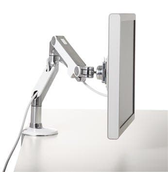 Humanscale M8 Brazo Articulado Ajustable para Monitor - Montura de Abrazadera en Dos Piezas con Base - Aluminio Pulido con Acabado Blanco M8-C-W-1-S--IND