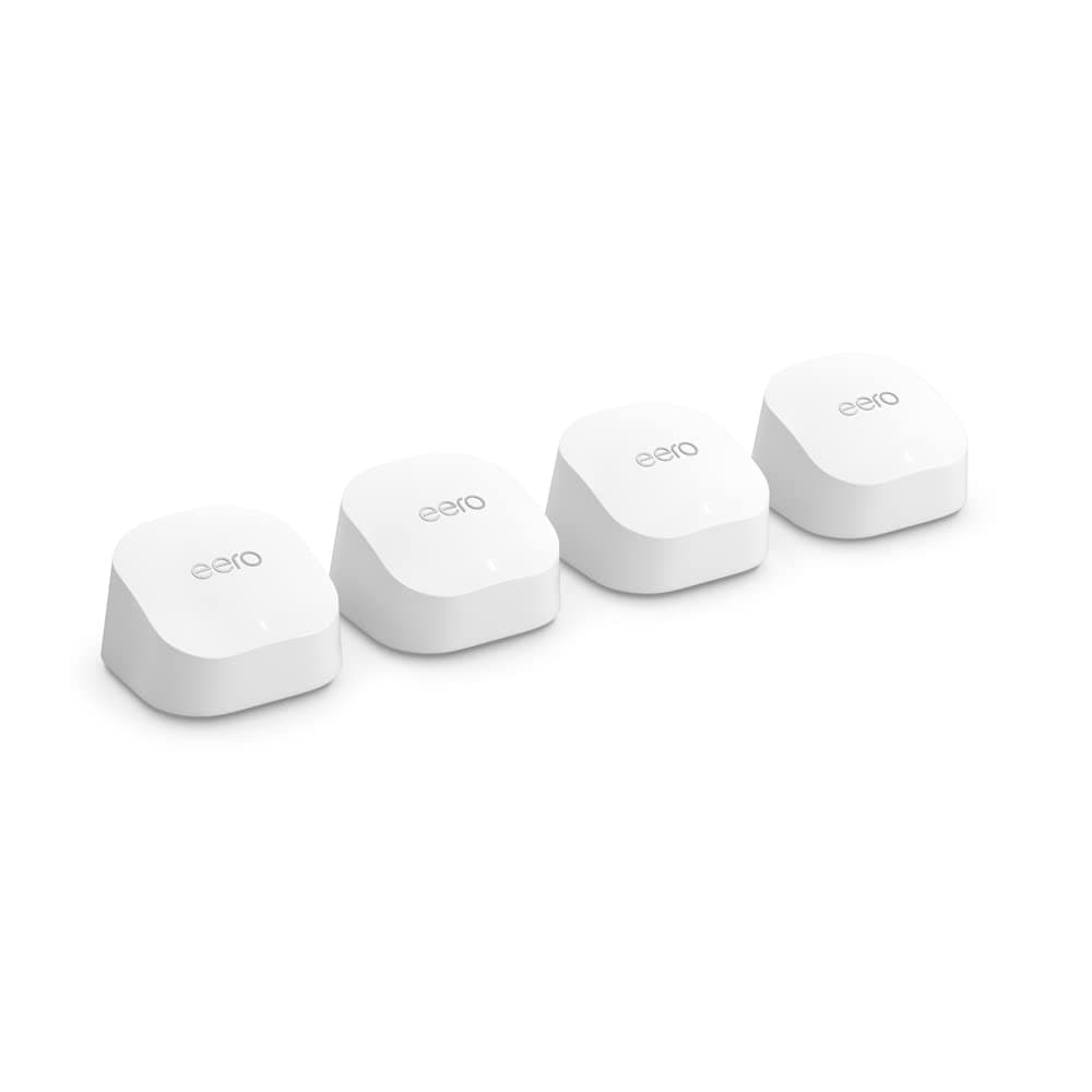 Amazon eero 6+ Mesh WiFi System 4-pack - Cobertura hasta 6,000 sq. ft., Soporta hasta 1 Gbps