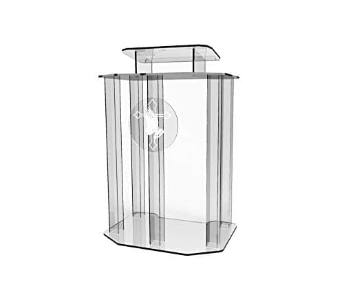 Púlpito acrílico transparente FixtureDisplays 46" con logo manos de plegaria (1803-4+12152-NF)