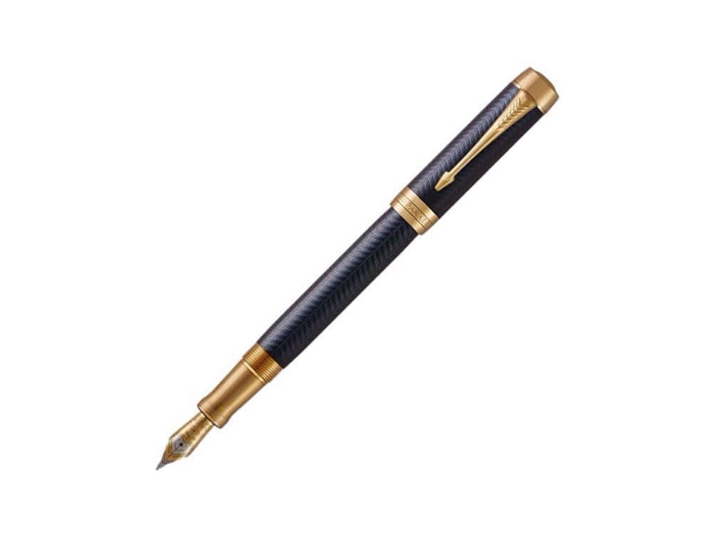 Parker Duofold Centennial Pluma estilográfica Prestige Blue Chevron Punta fina de oro macizo Tinta negra y convertidor (1931369)