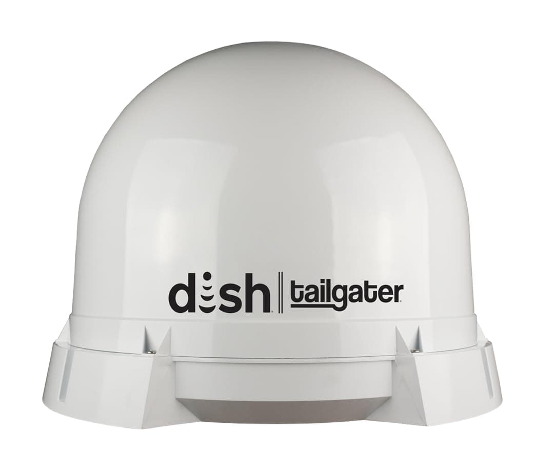 KING DT4450 DISH Tailgater Bundle - Antena Satelital Portátil/Para Techo y Receptor DISH Wally HD, Blanco, Satélites en Arco Occidental y Oriental