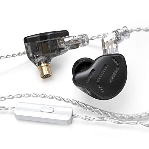Linsoul KZ Zax 1DD+7BA Hybrid Driver - Auriculares intrauditivos HiFi con carcasa de aleación Zin, desmontable de 2 pines 0.030 in (cable OFC (con micrófono, negro)